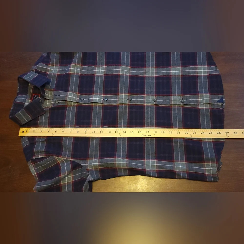 UNTUCKit Alentejo Button Down Shirt Men’s Large Slim Fit Maroon and Navy Plaid - Picture 12 of 12